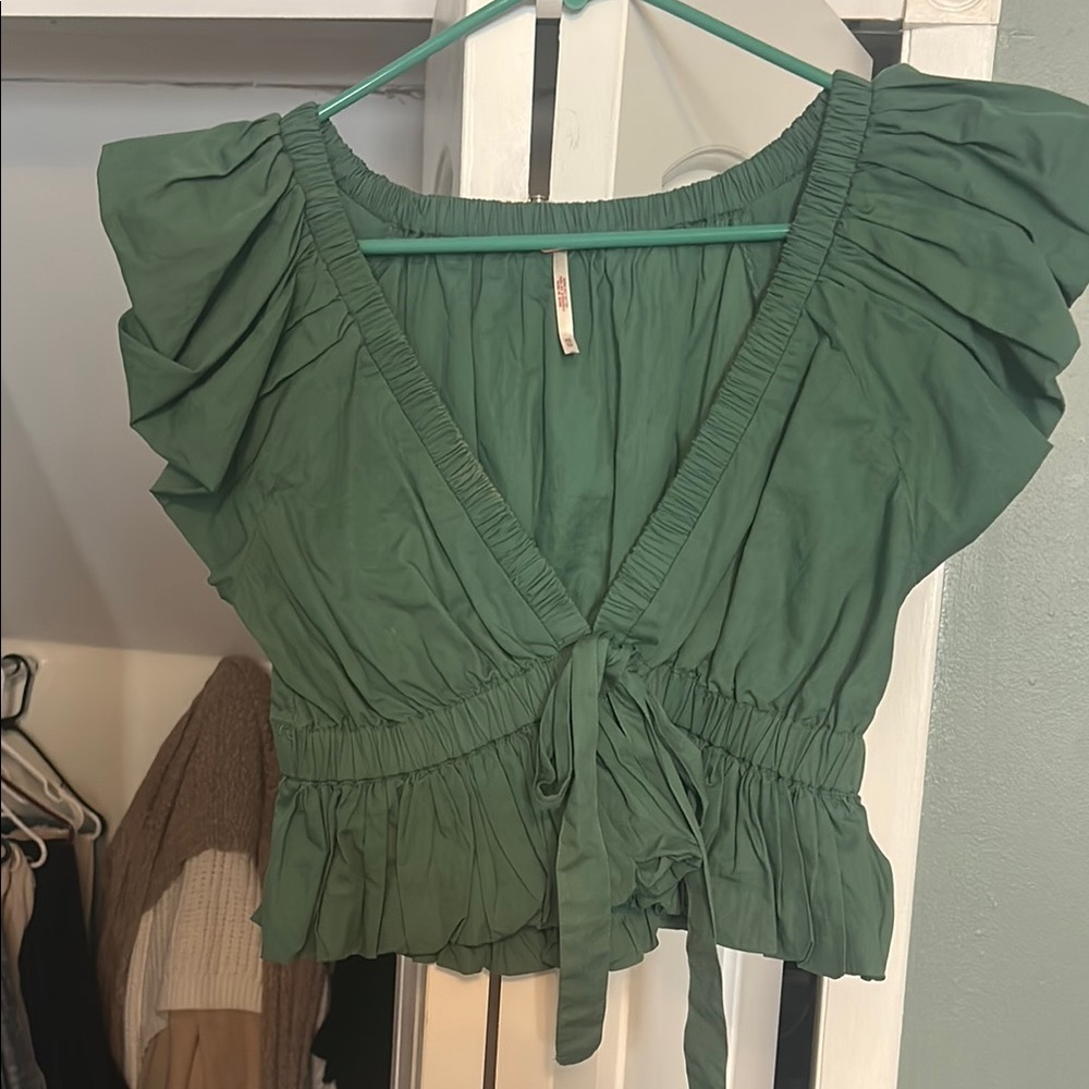 Green Ruffled Women's Top